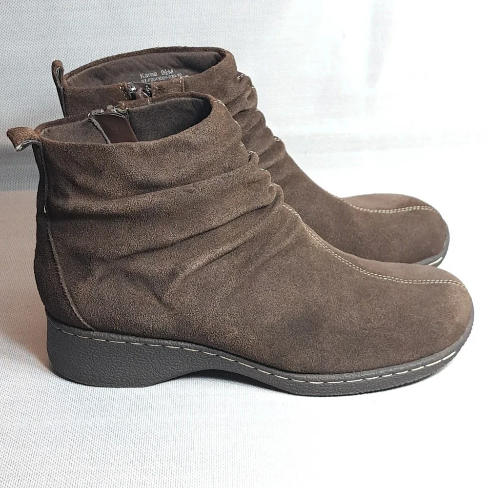 BareTraps Women's‎ Karna Size 9 1/2M Brown Leather Ankle Booties/Shoes Zipper
